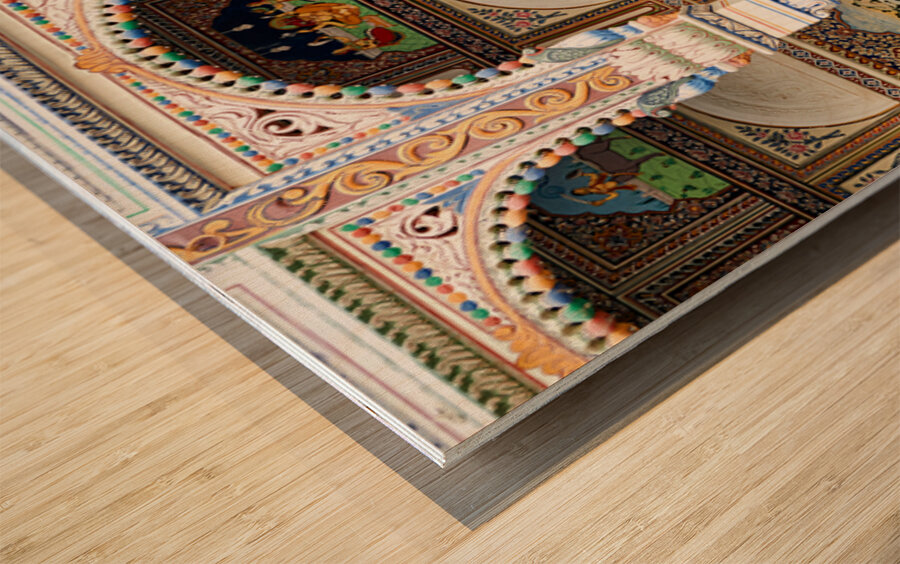 Decorated house walls in Mandawa Shekhawati region of Rajasthan Wood print