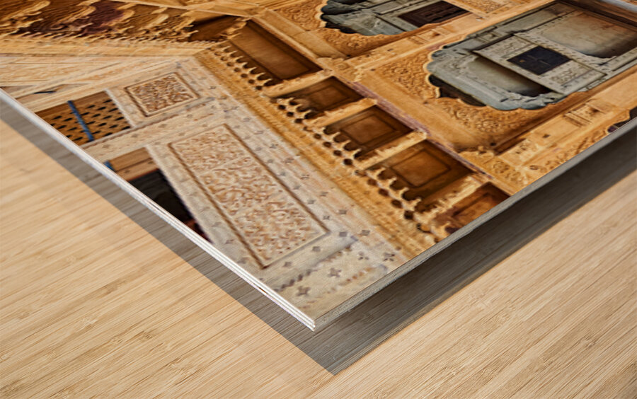 Exploring a traditional haveli house in Jaisalmer Rajasthan Wood print