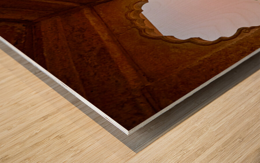 Walls of Jaisalmer glow at sunset in Rajasthan India Wood print