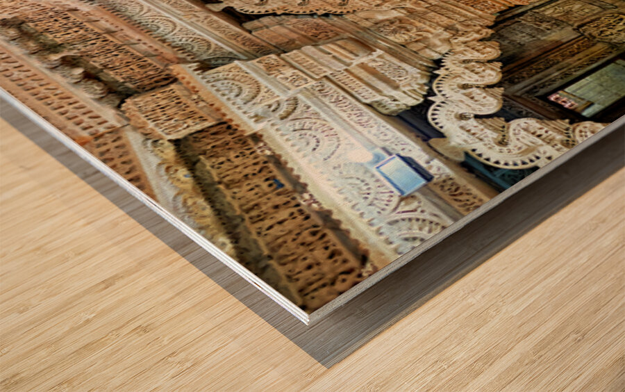 Exploring Sri Jaisalmir Jain Temple architecture Wood print