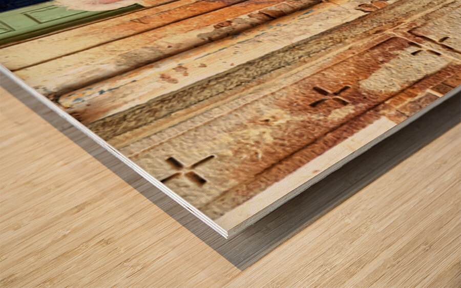 Man reads newspaper on street in Jaisalmer Rajasthan India Wood print