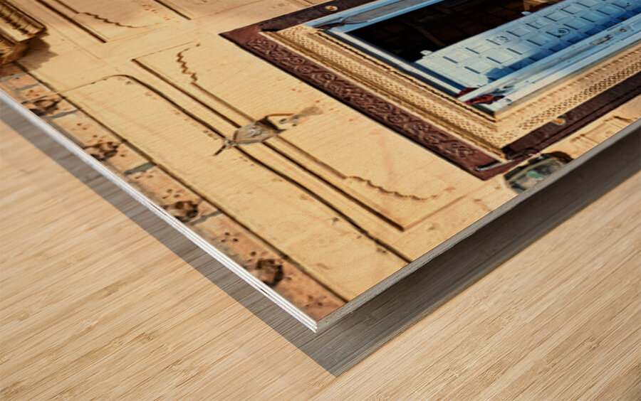 Decorated painted house in Jaisalmer Rajasthan shows local art Wood print
