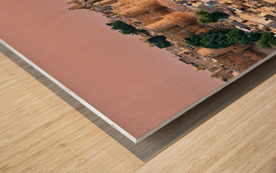 Sunset cityscape view of Jaisalmer in Rajasthan Wood print