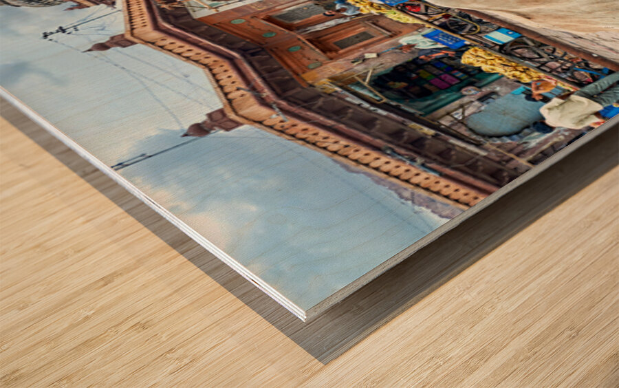 Cows resting at Sardar Market in Jodhpur Rajasthan during the d Wood print