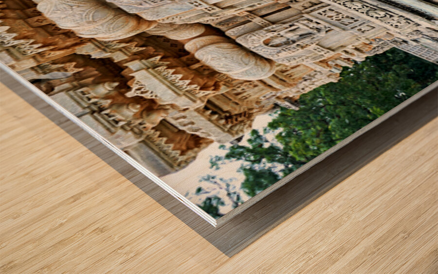 Jain temples in Ranakpur Rajasthan showcase intricate carvings Wood print