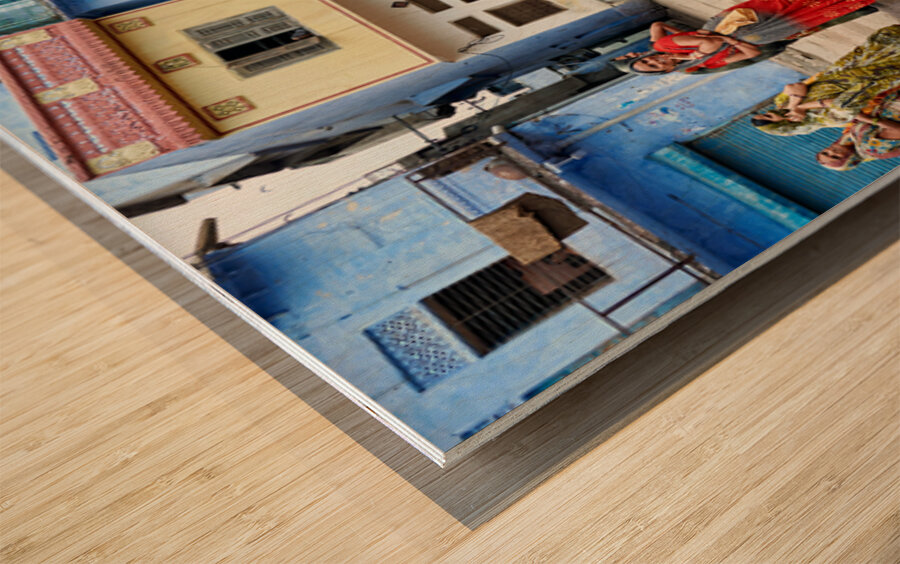 Women gather in Bundi Rajasthan during a community outing Wood print