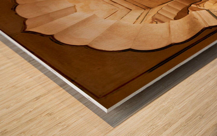 Amber Palace hall with arches and columns in Rajasthan India Wood print