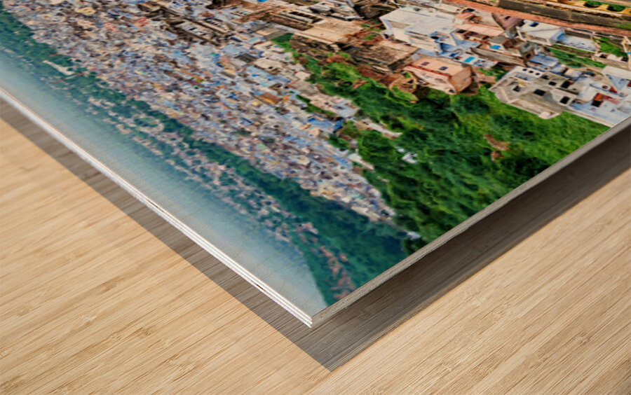 View from Taragarh Fort in Bundi Rajasthan showcasing city layo Wood print