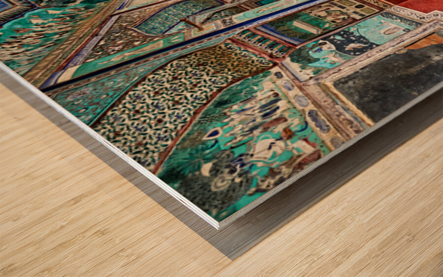 Decorative paintings inside Taragarh Fort in Bundi Rajasthan Wood print