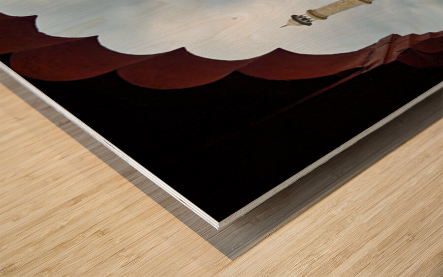 View of the Taj Mahal from an archway in Agra India Wood print