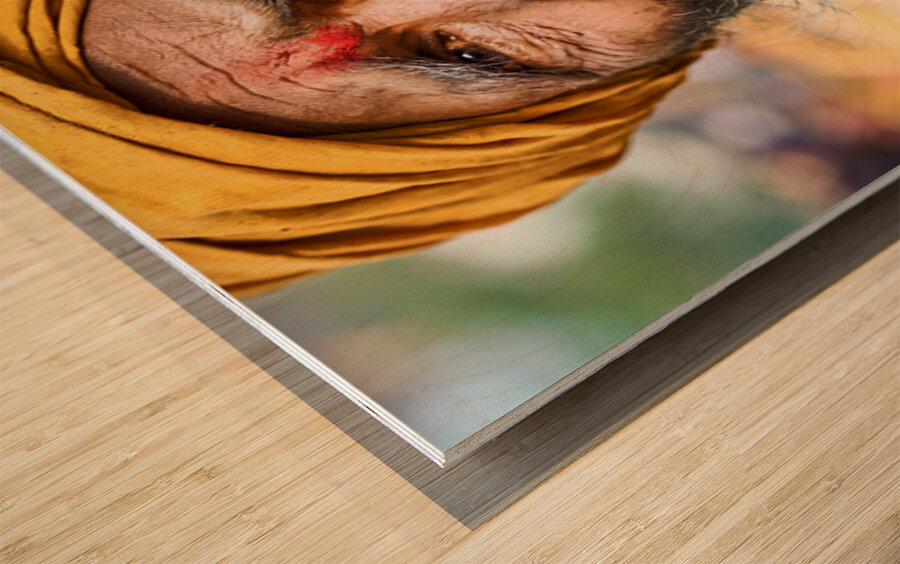 Portrait of a man in Orchha Madhya Pradesh India during the da Wood print