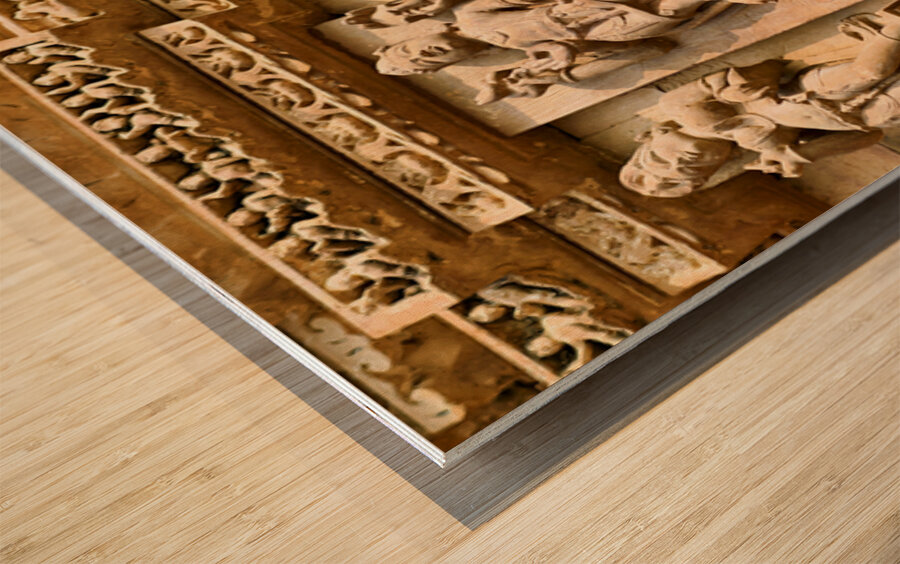 Sculptures of love at Khajuraho temples in Madhya Pradesh India Wood print