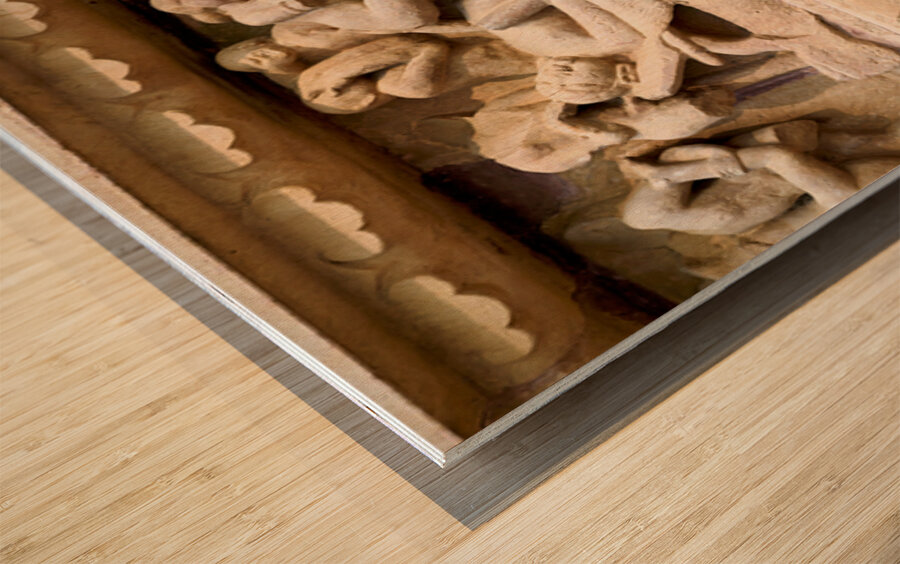 Hindu temples of Khajuraho show carvings of daily life and ritua Wood print