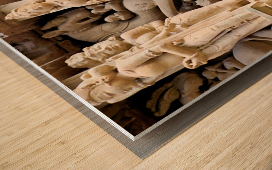 Hindu temples in Khajuraho show ancient art and carvings Wood print