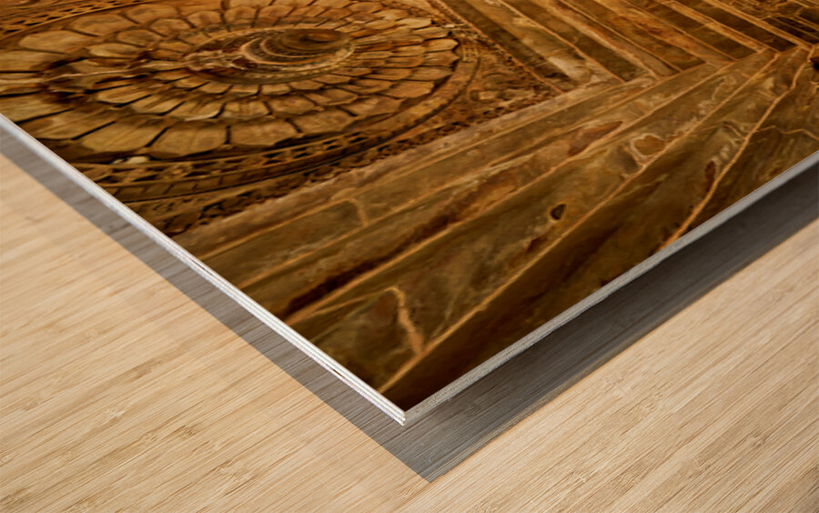 Nandi shrine in Khajuraho Madhya Pradesh shows ancient stone ca Wood print