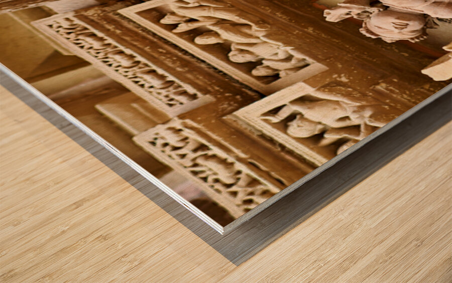 Exploring Hindu erotic art in Khajuraho temples in Madhya Prades Wood print