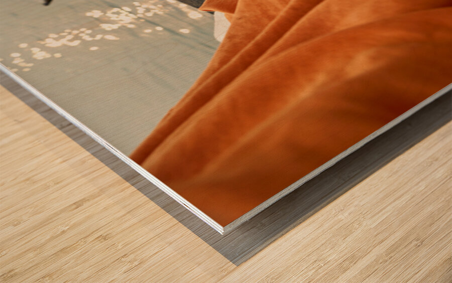 Praying by the ganges river in varanasi india Wood print