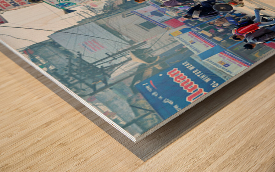 Cows roam the streets of Varanasi Benares Uttar Pradesh Wood print