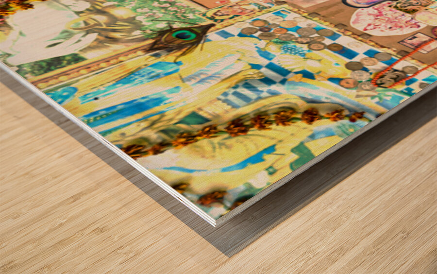 Holy man sadhu in Varanasi Uttar Pradesh sharing wisdom Wood print