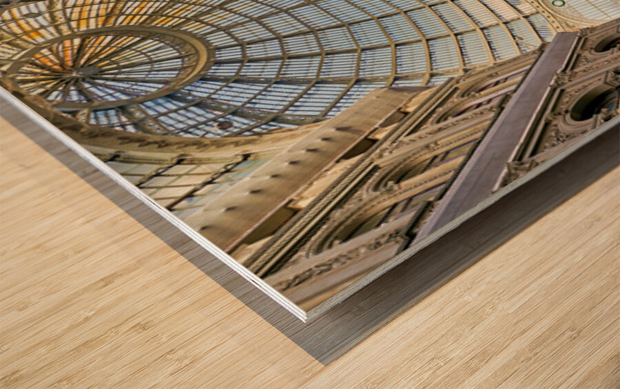 Visitors enjoy Galleria Umberto I in Naples for the holidays Wood print