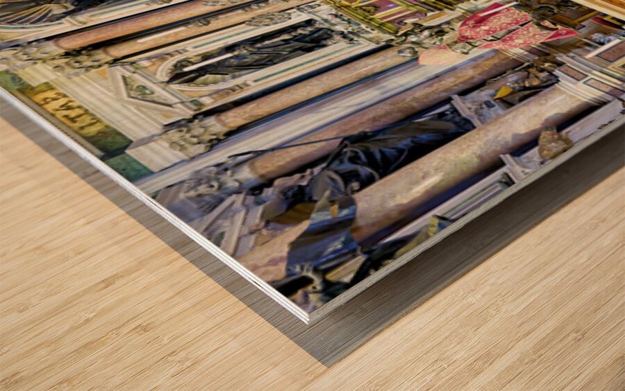 Naples Cathedral interior with altar and statues Wood print