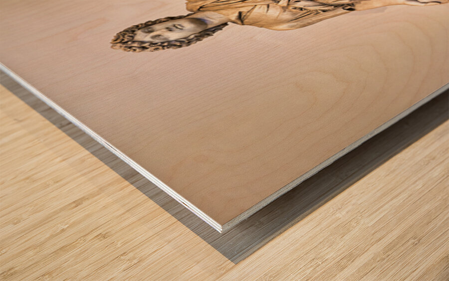 A Roman statue stands in the National Archaeological Museum of N Wood print