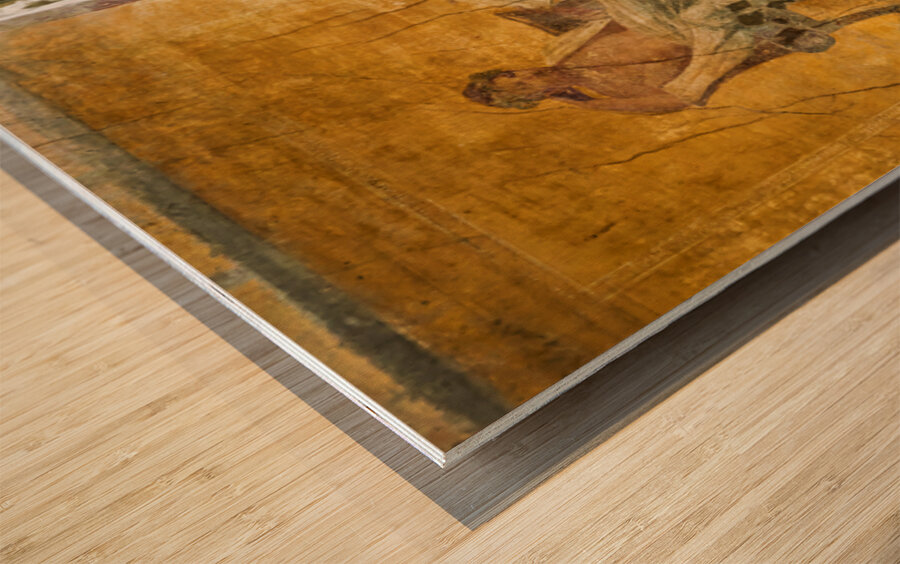 Exploring ancient wall painting in Pompeii archaeological site Wood print