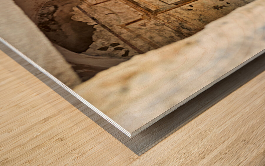 Exploring ancient wall paintings in Pompeii Naples in Italy Wood print