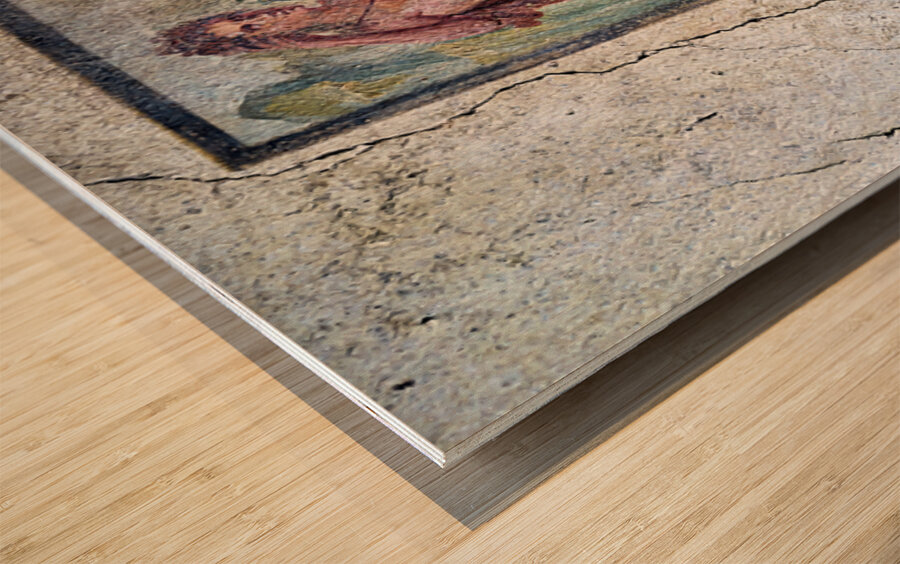 Pompeii mural showing figures in ancient Roman setting Wood print