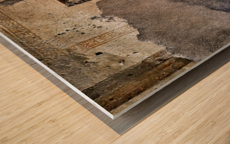 Ancient mural from Pompeii shows figures in a dramatic scene Wood print