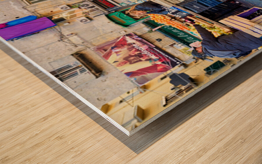 Greengrocer market scene in Pignasecca quarter Naples Italy Wood print