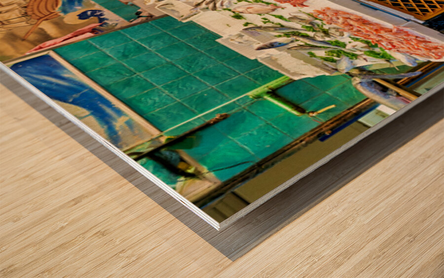 Fishmongers market in Pignasecca quarter of Naples Campania Ita Wood print