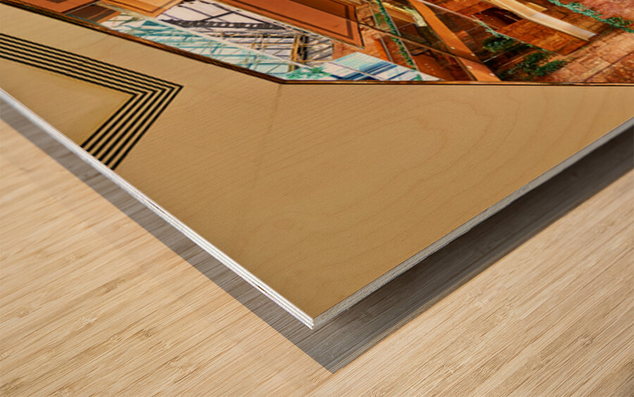 Visitors explore the Trump Tower Atrium in Manhattan New York Wood print