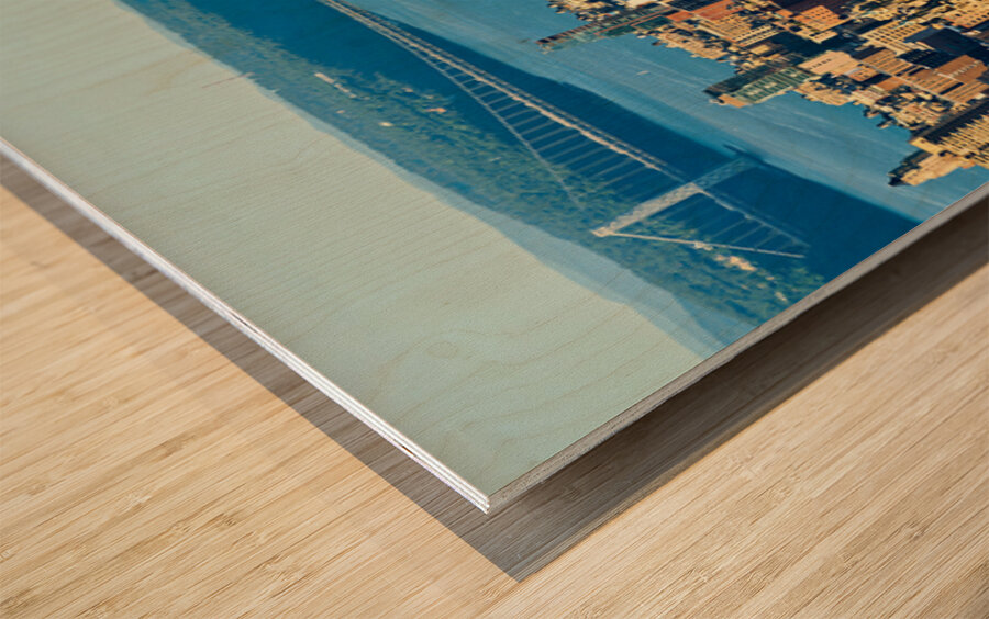 View of upper west side and george washington bridge in manhatta Wood print