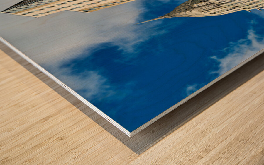 Chrysler Building stands tall among modern structures in Manhatt Wood print