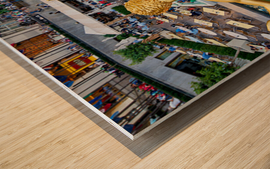 Prometheus statue at Rockefeller Center in Manhattan during the  Wood print