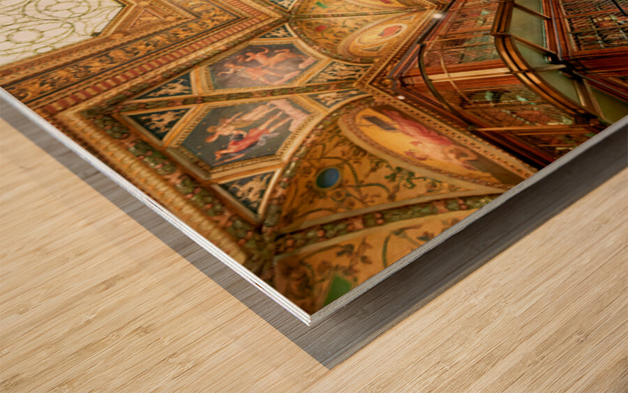 Visitors explore the Morgan Library and Museum in Manhattan New Wood print