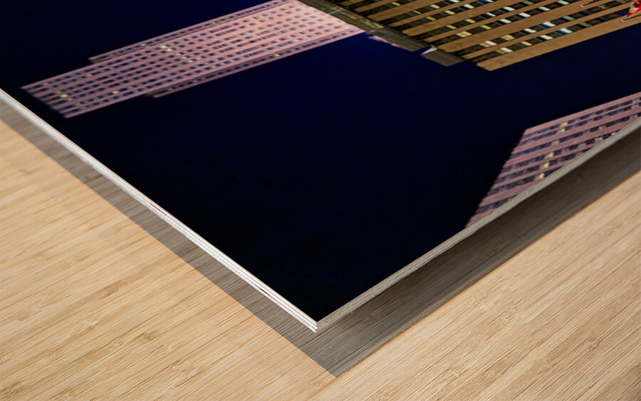 Christmas decorations in Manhattan at Rockefeller Center during  Wood print