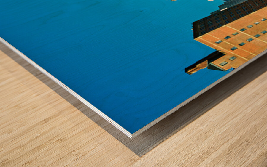 Chrysler Building stands tall among Manhattan buildings in New Y Wood print