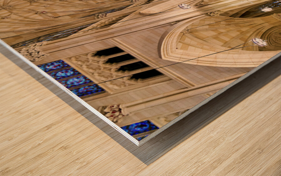 Visitors admire St. Patricks Cathedral in Manhattan during the  Wood print