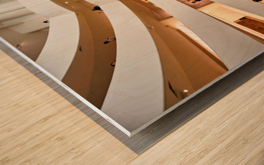 People walk and observe art in the Solomon R Wood print