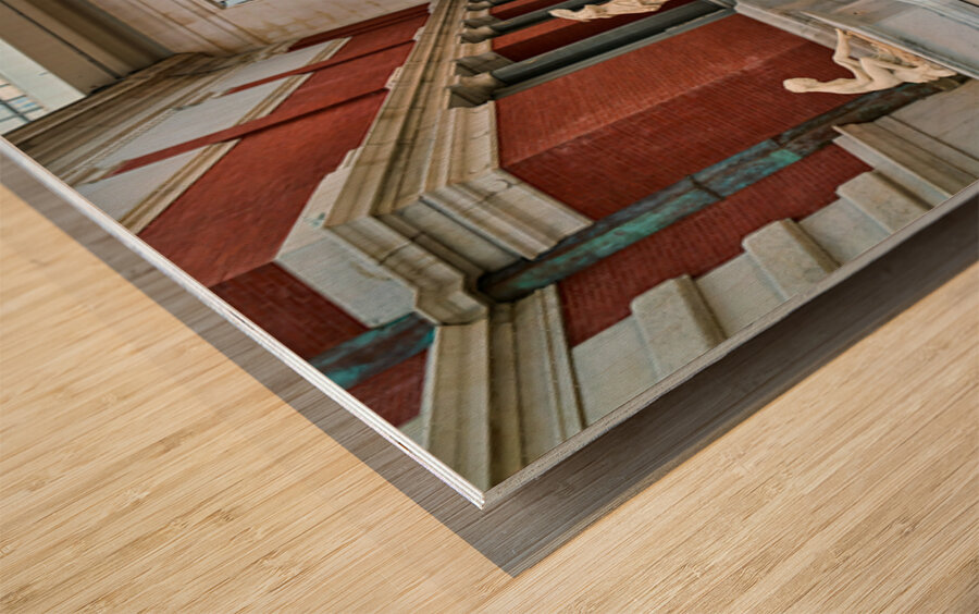 The sculpture of Andromeda and the sea monster stands in the Met Wood print