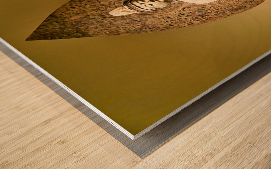 Sculpture of buddha in asian art gallery in metropolitan museum  Wood print