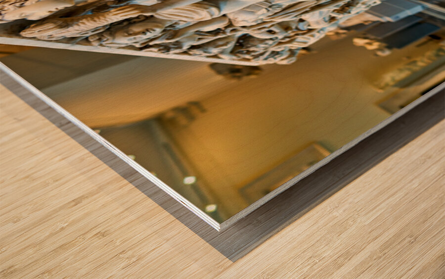 Sarcophagus display in the Greek and Roman Galleries of a museum Wood print