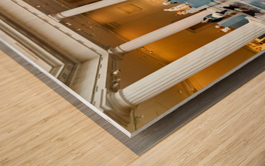 Visitors explore Greek and Roman art at the Metropolitan Museum  Wood print