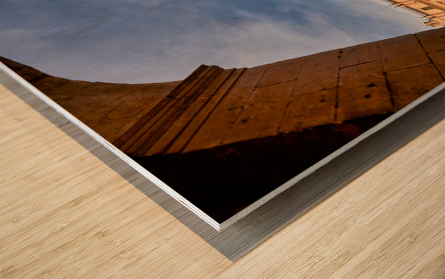Noto Cathedral stands tall in Noto Sicily with blue sky backdro Wood print