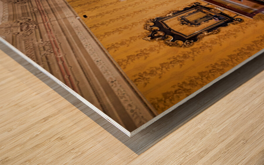 Visitors see the interior of Palazzo Nicolaci in Noto Sicily I Wood print