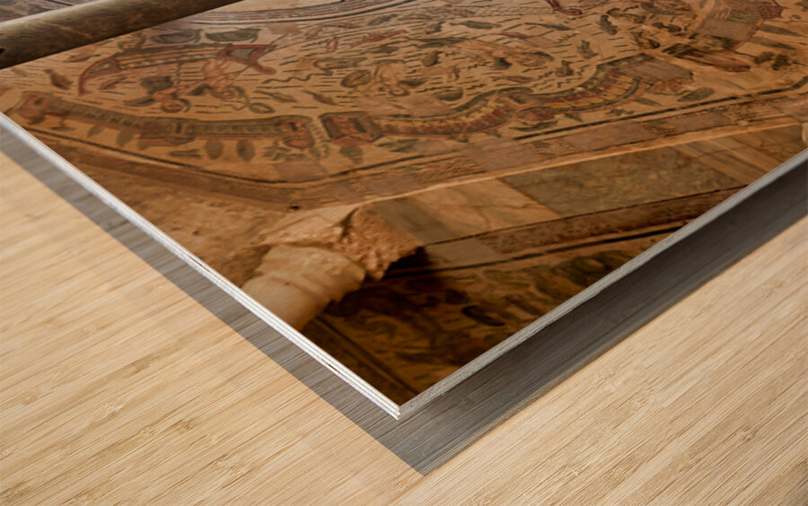 Exploring mosaics at Villa Romana del Casale in Sicily Wood print