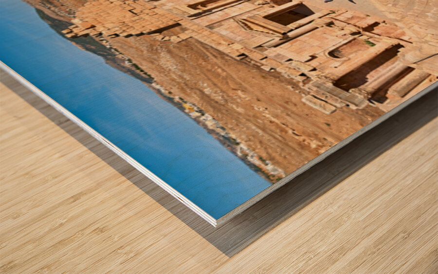 Exploring the ancient theatre in Gerasa Jerash in Jordan Wood print