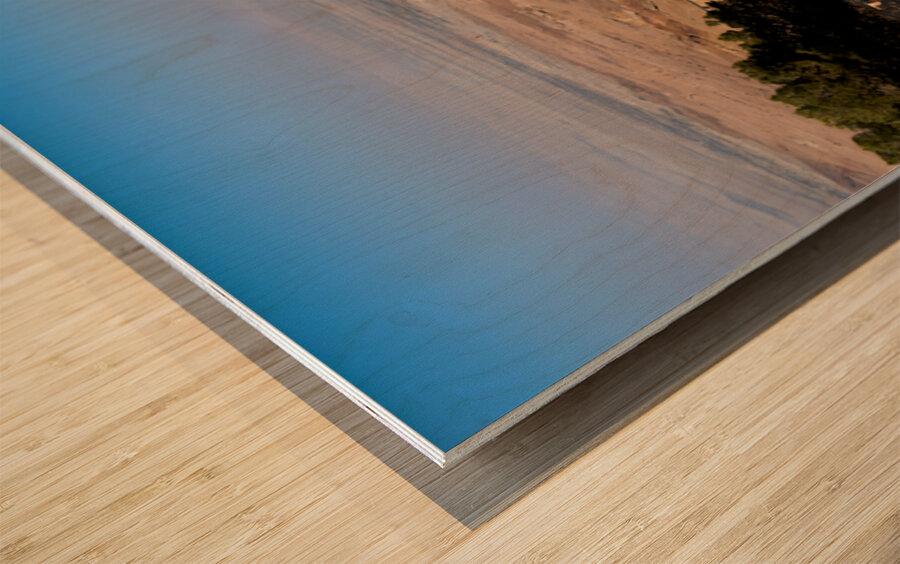 View from Mount Nebo shows signs and the Landscape of Jordan Wood print